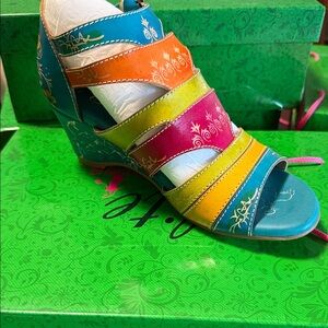 Vibrant Multicolor Wedge Sandals